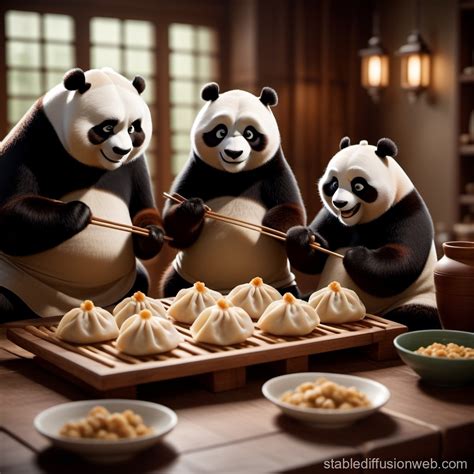 Western Family's Kung Fu Panda Dumplings | Stable Diffusion Online