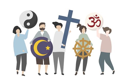 People holding diverse religious symbol illustration - Download Free ...