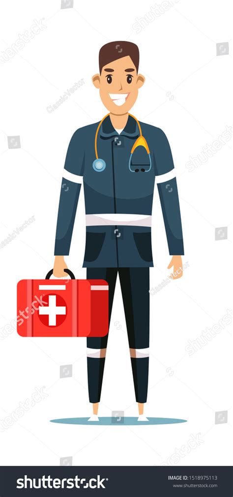 Paramedic Flat Vector Male Character Young Stock Vector (Royalty Free ...