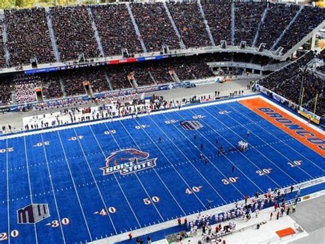 The Boise State University Broncos play on the world's only blue football field, known as The ...