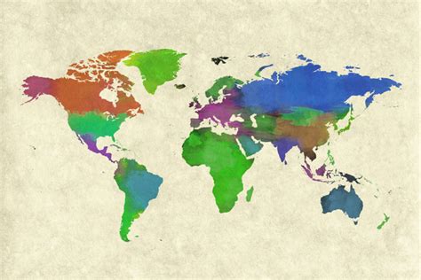 World Map Painting Colorful Travel World Map with Countries Detail Map Posters for Wall Map Art ...