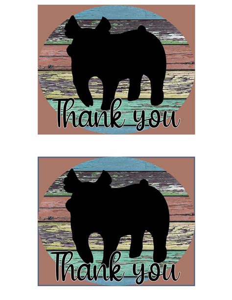 Livestock Show Pig Thank You Printable Card - 5 x 7" Envelope Template | Showing livestock ...