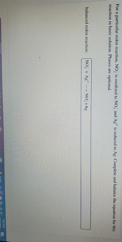 Solved For a particular redox reaction, NO2 is oxidized to | Chegg.com