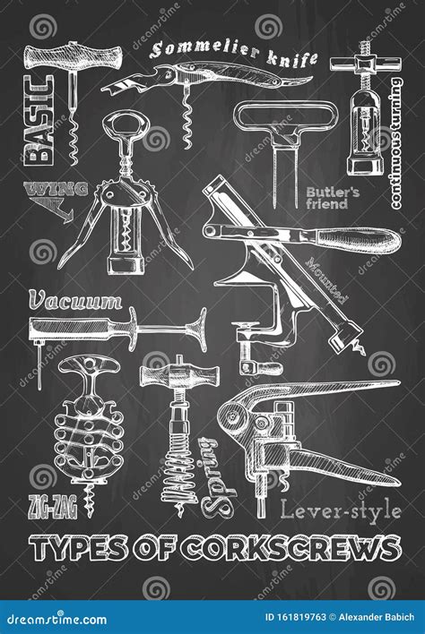 Types of corkscrews stock vector. Illustration of grunge - 161819763