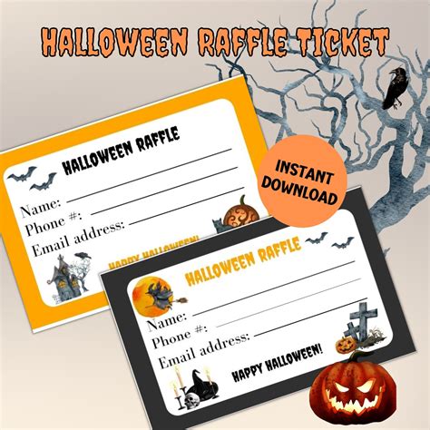 Halloween Raffle Ticket, Printable Raffle Ticket, Halloween Party ...