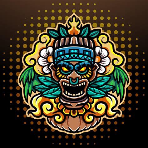 Tiki mask head mascot. e sport logo design 11825690 Vector Art at Vecteezy