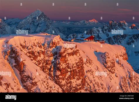 Rifugio Lagazuoi , in background Antelao, Croda da Lago, Belluno, South ...