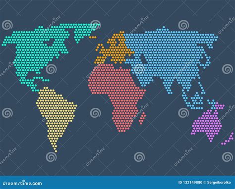 Dotted World Map, Vector Illustration Stock Vector - Illustration of geography, round: 132149880