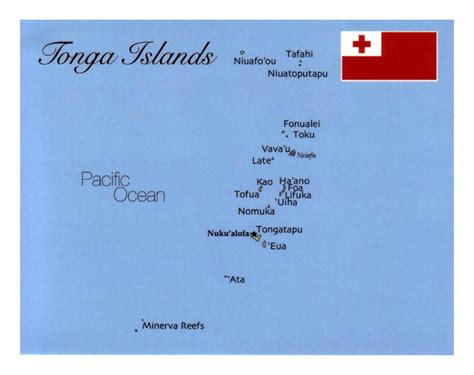 Detailed map of Tonga Islands with flag | Tonga | Oceania | Mapsland ...