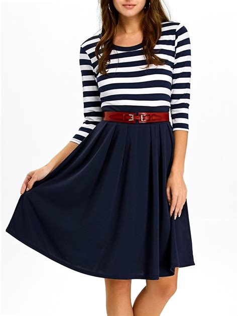 [12% OFF] A Line Stripe Casual Dress Fall | Rosegal