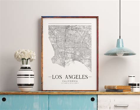 Los Angeles City Map Los Angeles City Los Angeles Poster - Etsy