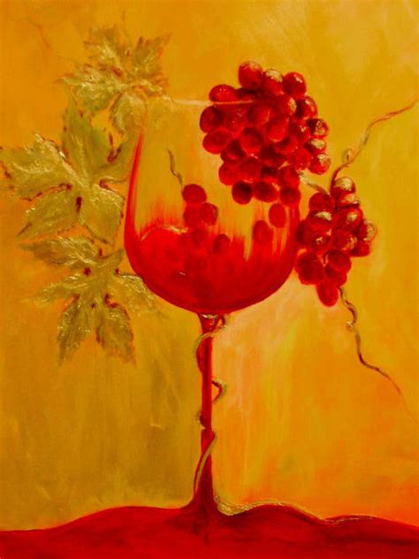 Wine Art Wineglass and Grape Painting Wine and Grape Wine - Etsy