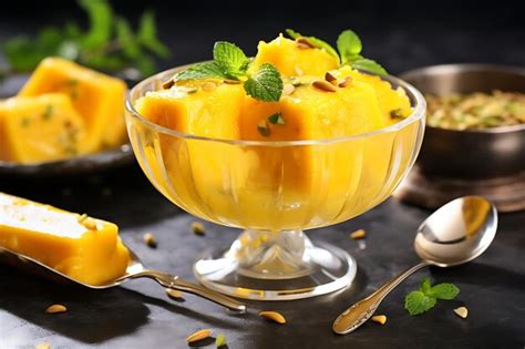 Premium AI Image | Mango kulfi a frozen Indian dessert