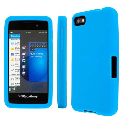 Blackberry Z10 Case, MPERO Collection Flexible Silicone Skin Light Blue Case for BlackBerry Z10 ...