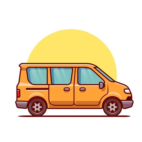 Van Car Cartoon Vector Icon Illustration. Vehicle Transportation Icon Concept Isolated Premium ...