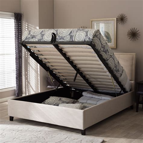 Baxton Studio Queen Upholstered Storage Platform Bed | Wayfair