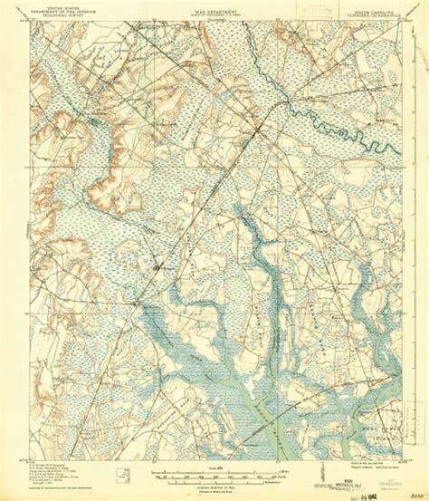 Yemassee, South Carolina 1918 (1942) USGS Old Topo Map 15x15 Quad - OLD MAPS