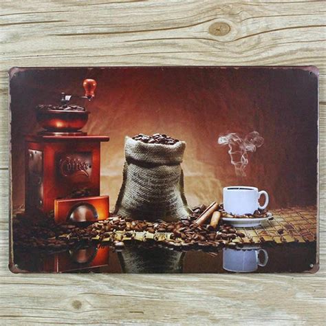 Aliexpress.com : Buy Vintage Metal Coffee Beans Wall Art Painting Metal Tin sign Art Wall Home ...