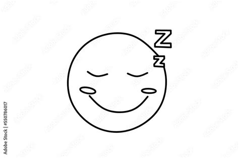 Sleeping emoji line art drawing Stock Illustration | Adobe Stock