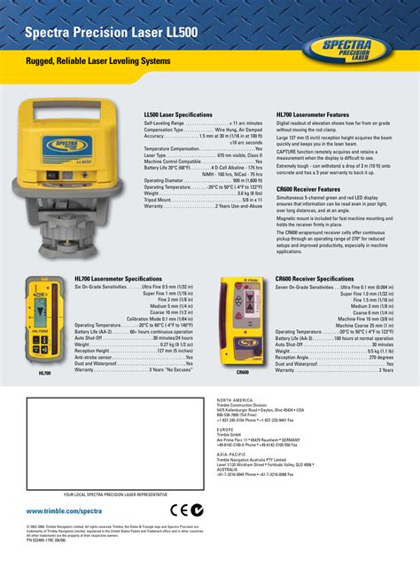 Spectra precision laser ll500, Rugged, reliable laser leveling systems ...