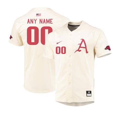 Men's Nike Arkansas Razorbacks Authentic Cream Custom Baseball Jersey