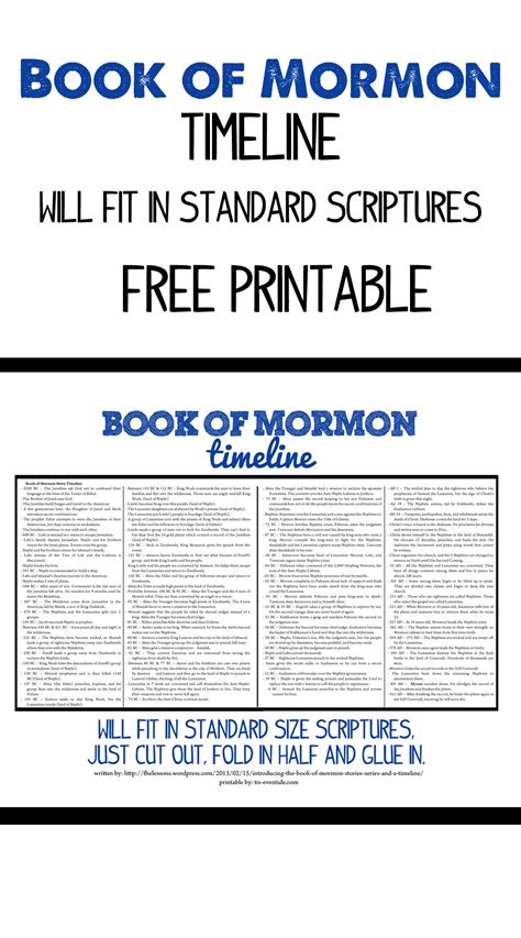 Free Printable Book of Mormon Timeline that will fit into your ...