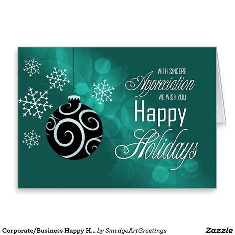 Corporate/Business Happy Holidays - Emerald Green Greeting Card ... http://www.zazzle.com ...