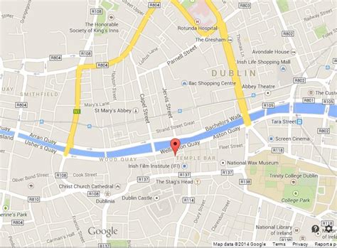 Temple Bar on Map of Dublin