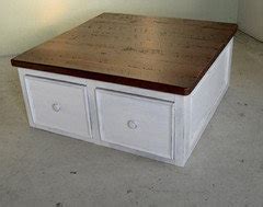 Square Reclaimed Wood Coffee Table With Drawers - Farmhouse - Coffee Tables - boston - by ...