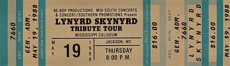 Lynyrd Skynyrd Vintage Concert Vintage Ticket from Mississippi Coliseum ...