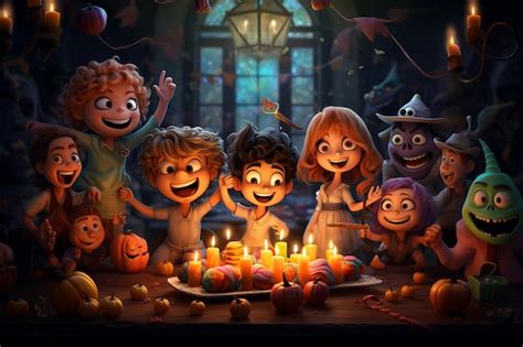 Premium AI Image | pixar toon style halloween party