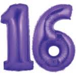 Large Purple Number 16 Balloons, Large Number Balloons are 40" high