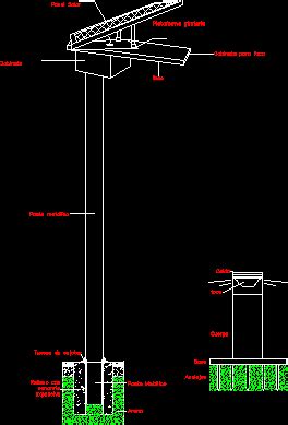 Detail of solar outdoor lamp in AutoCAD | CAD (37.44 KB) | Bibliocad