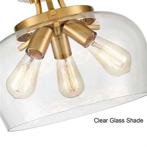 Brass Clear Glass flush Mount Ceiling Light 3 Lights | Claxy