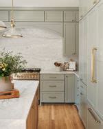 sage green kitchen – marble backsplash – IHOD - In Honor Of Design