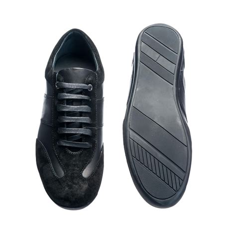 Premium Photo | Black men's leather sneakers made of suede and glossy ...