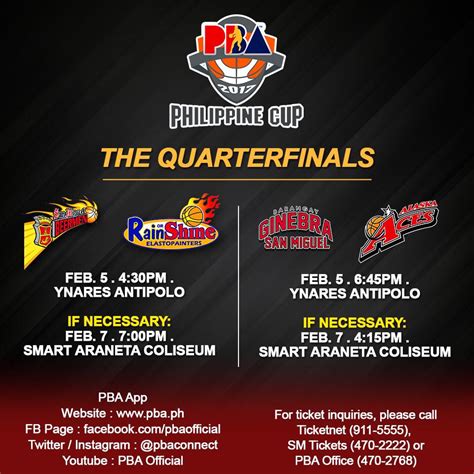 PBA Philippine Cup Quarterfinals Schedule - Gilas Pilipinas Basketball