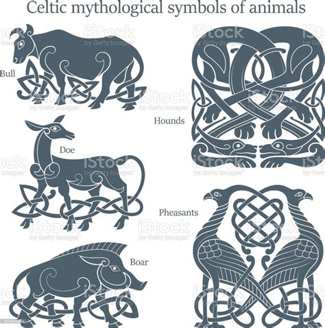 Ancient celtic mythological symbol animals set. Vector knot ornament. | Celtic artwork, Celtic ...