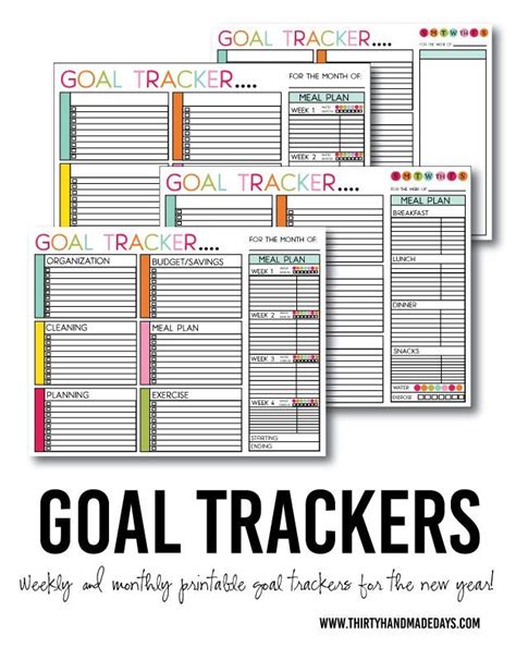 Printable Goals Tracker | Goal tracker, Printables, Binder organization