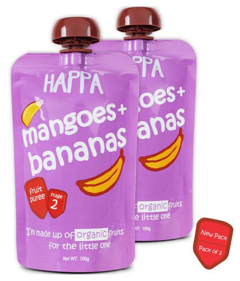 Happa Organic Mango + Banana Puree, Snack Foods for 6 Months + ( 100 gm ...