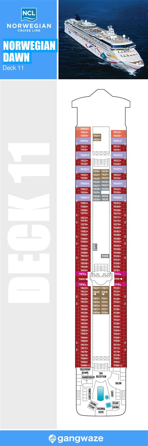 Norwegian Dawn Deck 11 - Activities & Deck Plan Layout