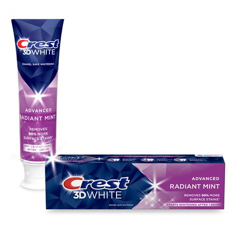 Crest 3D White Radiant Mint, Single Tube Teeth Whitening Toothpaste, 2. ...