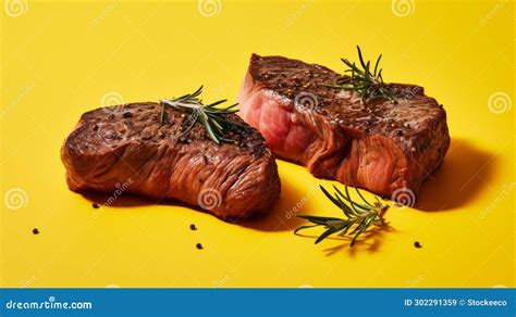 Hyper Realistic Steak Cuts on Yellow Background: Contemporary Fact ...