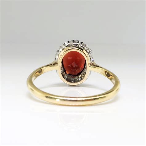 Vintage Garnet Diamond Ring Circa 1940's Garnet Old Single Cut Diamond ...