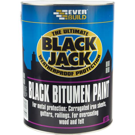 Everbuild 901 Black Bitumen Paint 1L Litre Black Jack Weatherproof Waterproof - Building ...