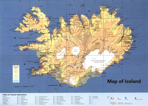 Detailed physical map of Iceland with roads cities and airports | Vidiani.com | Maps of all ...