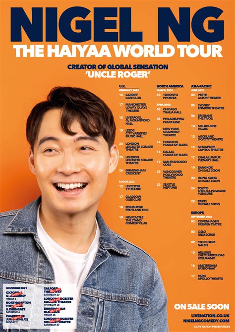 Nigel Ng (Uncle Roger) on Twitter: "🌎 BIG ANNOUNCEMENT! I'm going on my first world standup tour ...