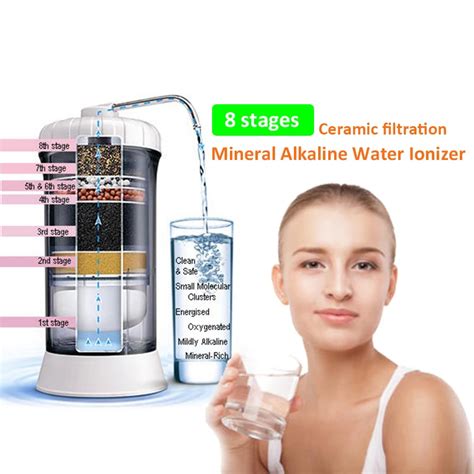Alkaline Water Ionizer Filter Countertop Installation 8 Stages Filtration System Chlorine Free ...