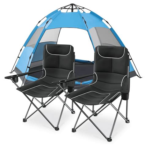 MADOG Set of 3 Camping Tent + Chairs, 4 Person Dome Tent and 2 Foldable Camping Chairs Combo ...