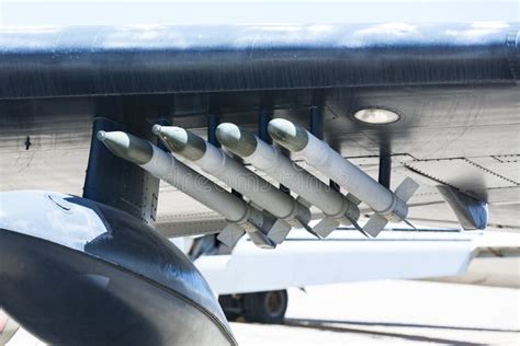 Aircraft Missiles at the Wing of a Fighter Stock Photo - Image of ...